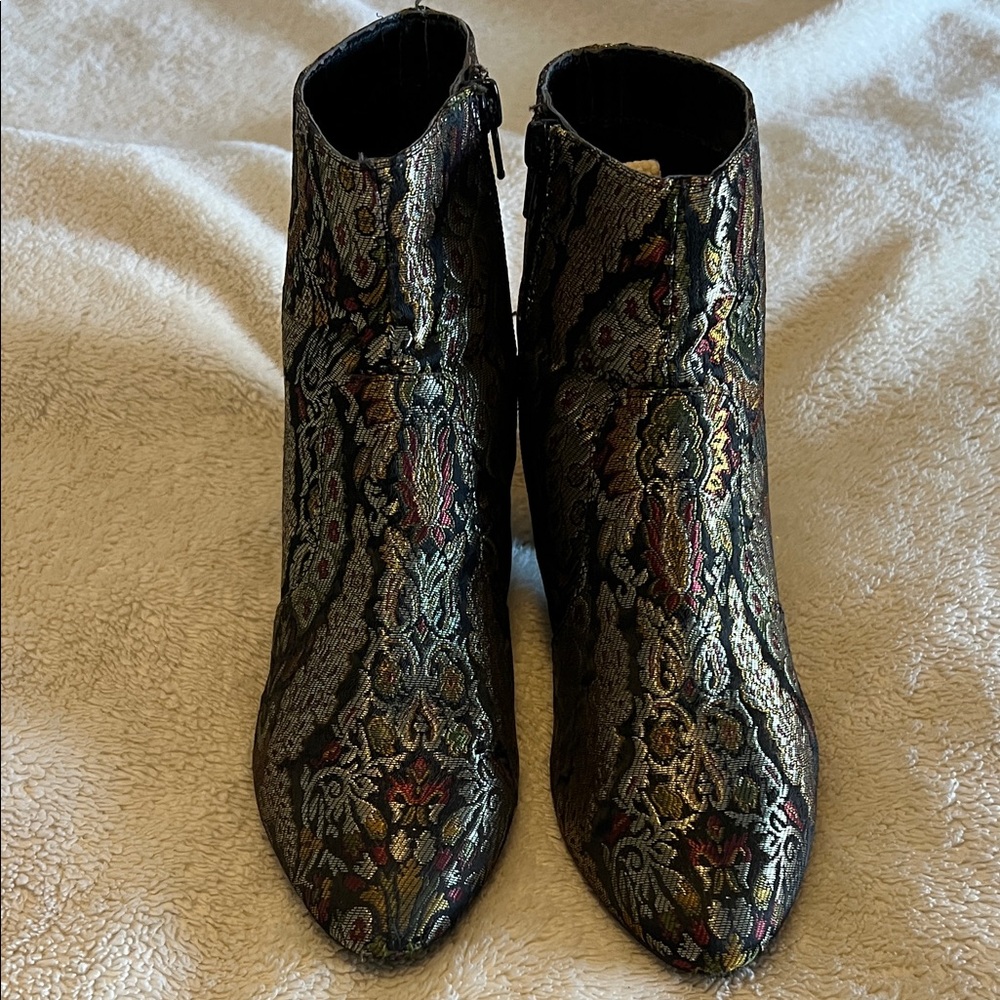 Unisa Multicolor Brocade Ankle Boots